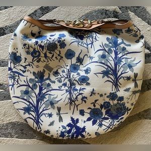 Gucci Flora Wave Hobo Handbag - Authentic - Blue & Ivory Canvas